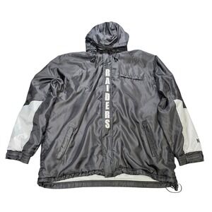NFL Team Apparel Raiders Windbreaker Jacket Men's Size XL Black Silver Las Vegas